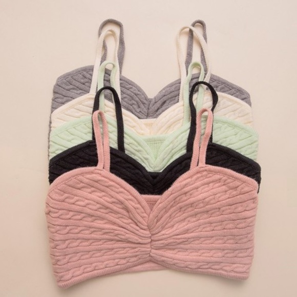 Last 1 New Cozy Comfy Knit Cable Knit Brami Bralette Bra Crop Top - Picture 10 of 12